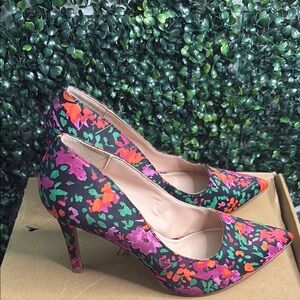 Michael Red and Pink Floral Heels